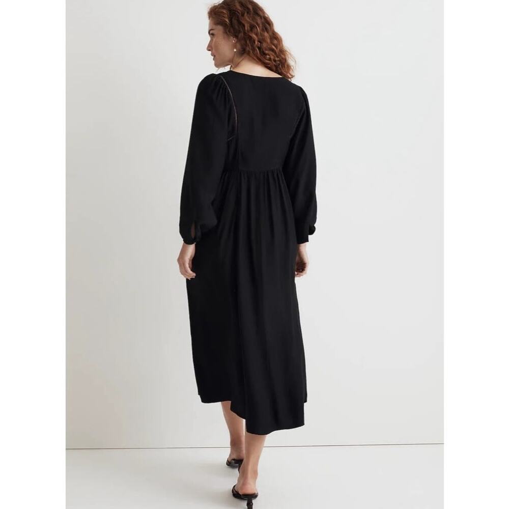 NWT Madewell‎ V-Neck Empire Midi Dress in Black Size S - Picture 6 of 16